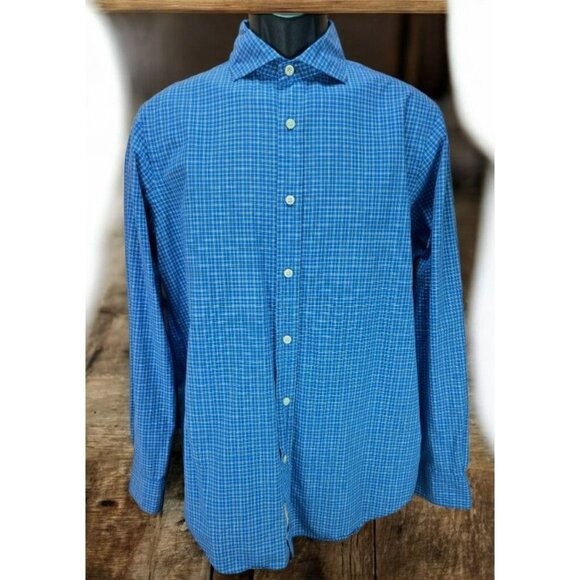 Polo Ralph Lauren Mens Blue Plaid Long Sleeve Shirt Medium - Picture 1 of 7